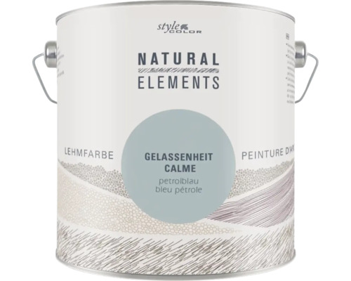 Seau de peinture à l argile StyleColor Natural Elements teinte Gelassenheit bleu pétrole pour peindre les murs et plafonds en intérieur. Seau de peinture à l argile StyleColor Natural Elements teinte Gelassenheit bleu pétrole pour peindre les murs et plafonds en intérieur.