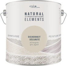 Eine Dose Style Color Natural Elements Lehmfarbe in der Nuance achatgrau mit Tragegriff