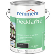 Remmers Deckfarbe Schwarz 2,5 Liter für Holz, Putz, Mauerwerk, Zinkbleche und Faserzement für innen und außen.