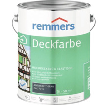 Remmers Deckfarbe Anthrazit Grau RAL 7016 5 Liter Farbe für Holz Putz Mauerwerk und Zinkbleche für den Innen und Außenbereich