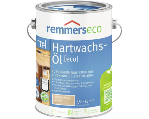 Pot de huile cire dure Remmers Eco pour bois interieur 2,5 litres blanc intense