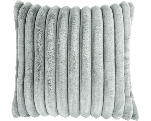 Coussin décoratif carré avec housse en peluche douce et structure à côtes verticales