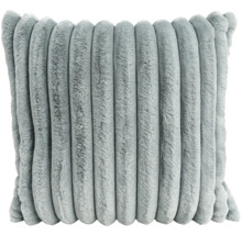 Coussin carré avec housse en fausse fourrure douce et motif à rayures verticales