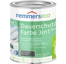 Dose Remmers Eco Dauerschutzfarbe 3 in 1 in Basaltgrau RAL 7012, 0,75 Liter, strukturerhaltende Holzfarbe für innen und außen.