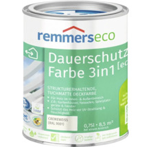 Remmers Eco Dauerschutz Farbe 3 in 1 cremeweiss RAL 9001 0,75 Liter fuer Holz im Innen- und Aussenbereich.