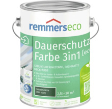 Remmers Eco Dauerschutzfarbe 3 in 1 in Tannengrün für Holz im Innen und Außenbereich, 2,5 Liter Gebinde.