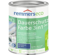 Dose Remmers Eco Dauerschutz Farbe 3 in 1, Enzianblau RAL 5010, 0,75 Liter, deckende Holzfarbe für Innen und Außen.
