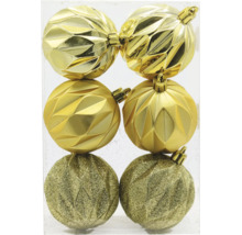 Ensemble de six boules de Noël texturées de forme ronde pour la décoration.
