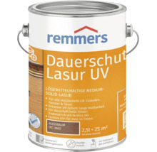 Lasure de protection Remmers Dauerschutz UV couleur noyer en pot de deux virgule cinq litres pour la protection du bois en extérieur.