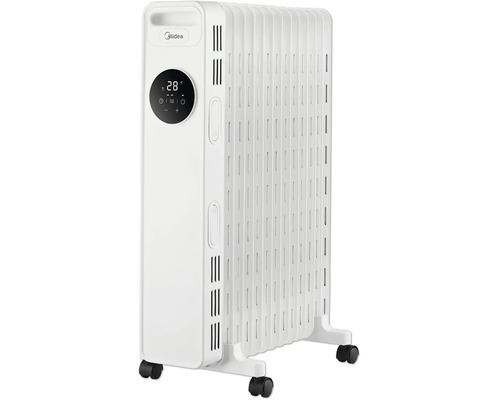 Radiateur à bain d huile Midea avec écran numérique, température réglable et roulettes pour une utilisation flexible en intérieur
