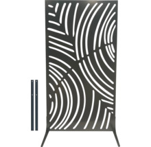 Écran de confidentialité décoratif en métal avec motif linéaire moderne incluant accessoires de montage comme élément sur pied pour le jardin