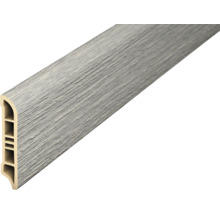 Plinthe avec surface aspect bois et profilé creux pour la pose de sol