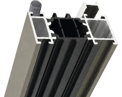 Querschnitt eines Aluminiumprofils für den Fensterbau mit Dichtung