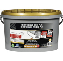 Eimer mit Meister Polar Weiss Plus Innenfarbe 5 Liter für deckenden Anstrich, hohe Reinigungsfähigkeit und Scheuerbeständigkeit Klasse 1.