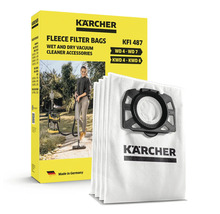 Sacs filtrants en non-tissé Kärcher KFI 487 pour aspirateurs eau et poussières Kärcher séries WD 4 à WD 7 et KWD 4 à KWD 6 en emballage.