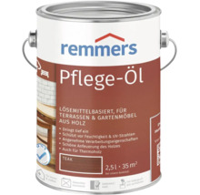 Huile d'entretien Remmers couleur teck pour terrasses en bois et meubles de jardin bidon de 2,5 litres.