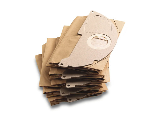 Pile de sacs aspirateur en papier avec raccord en carton pour aspirateurs industriels