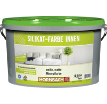 Peinture silicate HORNBACH pour intérieur, peinture murale minérale en seau de 10 litres, adaptée aux supports minéraux.