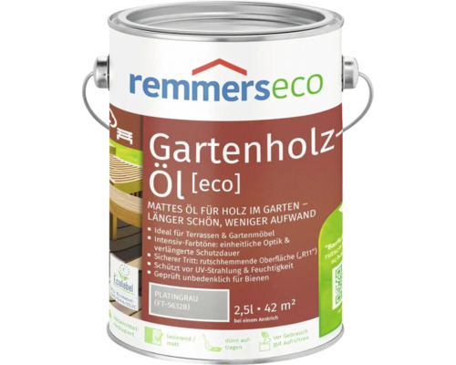 Huile pour bois de jardin remmers eco gris platine pour terrasses et meubles de jardin bidon de 2,5 litres pour 42 mètres carrés