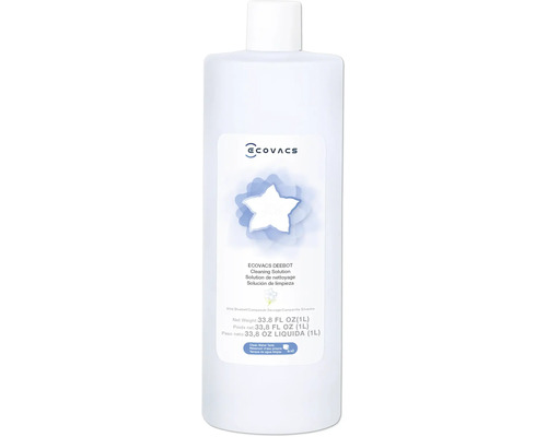 Ecovacs Deebot Reinigungsmittel für Saugroboter, 1 Liter Flasche mit Duft Wild Bluebell zur Anwendung im Wassertank.