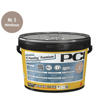 Seau de mortier de jointoiement flexible PCI Nanofug Premium brun moyen pour carrelage et pierre naturelle