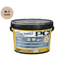 Mortier de jointoiement flexible PCI Nanofug Premium couleur caramel en seau pour carrelages et pierres naturelles