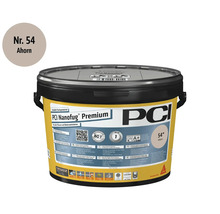 Mortier de jointoiement flexible PCI Nanofug Premium en érable pour carrelages et pierres naturelles en seau.
