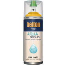 Vernis en aérosol Belton Free Aqua Colours jaune colza RAL 1021 brillant