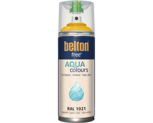 Vernis en aérosol Belton Free Aqua Colours jaune colza RAL 1021 brillant