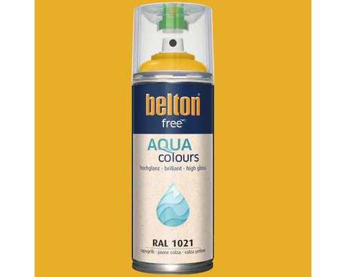Vernis en spray Belton Free Aqua Colours jaune colza RAL 1021 brillant