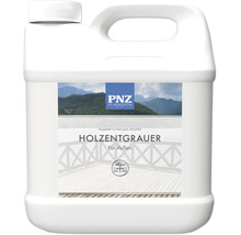 PNZ Holzentgrauer zur Reinigung und Auffrischung von vergrautem Holz im Außenbereich in einer Kunststoffflasche.