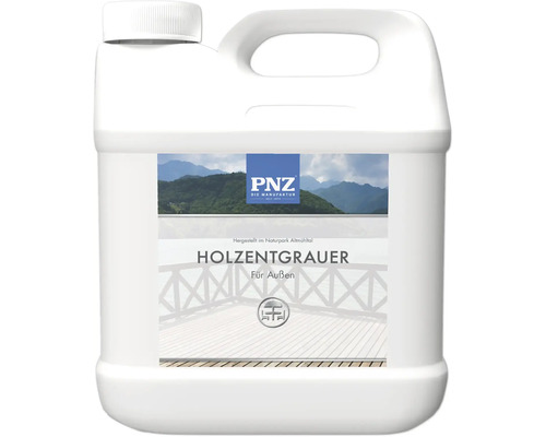 Dégriseur bois PNZ pour nettoyer et rafraîchir le bois grisé en extérieur en bidon plastique.