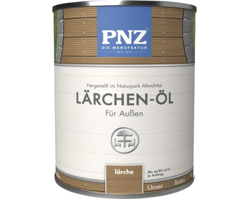 Huile de mélèze PNZ pour extérieur en seau, rendement de 25 mètres carrés par litre