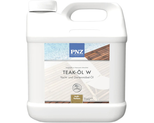 Huile pour teck PNZ W pour yachts et meubles de jardin dans un bidon en plastique avec poignée