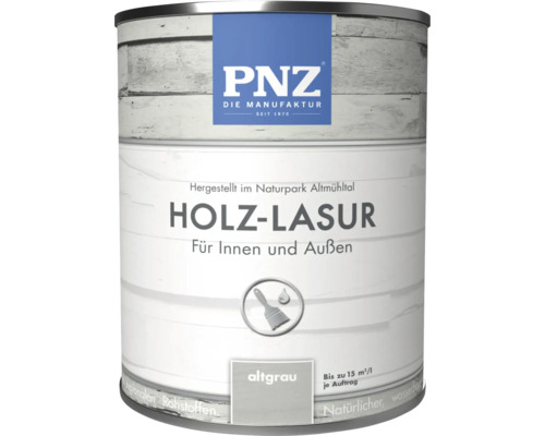 Lasure bois PNZ pour intérieur et extérieur en couleur gris ancien dans un pot.
