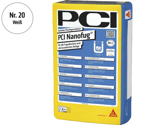 Mortier de jointoiement flexible PCI Nanofug blanc sac de 15 kilogrammes pour toutes largeurs de joints et revêtements céramiques