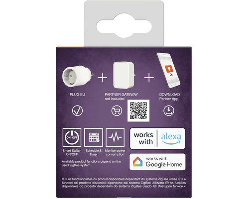 Smart Plug Steckdose mit ZigBee Technologie, kompatibel mit Amazon Alexa und Google Home fuer App Steuerung und Energieueberwachung.