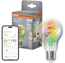 Ampoule LED Osram Smart Plus Filament E27 avec fonction multicolore et standard Matter incluant contrôle par application et emballage