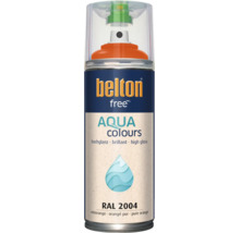 Peinture en aérosol Belton free Aqua Colours orange pur RAL 2004, brillant, peinture à base d eau pour intérieur et extérieur.