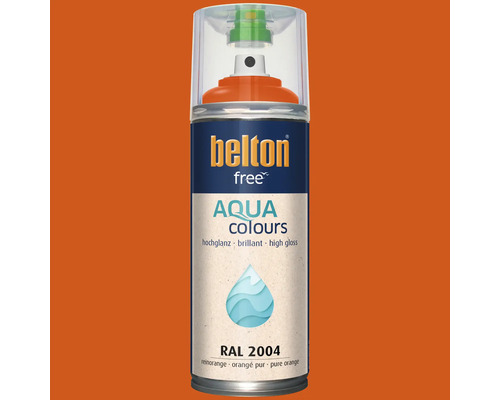 Peinture en aérosol Belton Free Aqua Colours orange pur brillant RAL 2004