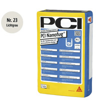 Mortier de jointoiement flexible PCI Nanofug gris clair pour revêtements céramiques avec logo Sika.