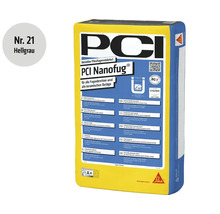 Mortier de jointoiement flexible PCI Nanofug gris clair, sac de 15 kilogrammes pour toutes largeurs de joint et revêtements céramiques.
