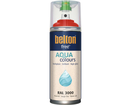 Peinture en aérosol Belton Free Aqua Colours brillant en rouge feu RAL 3000