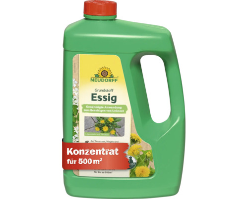 Concentré de vinaigre Neudorff Grundstoff pour le désherbage en bouteille plastique pour jusqu'à 500 mètres carrés