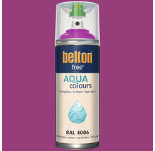 Spray de laque brillante Belton Free Aqua Colours en pourpre signalisation RAL 4006 pour diverses surfaces.