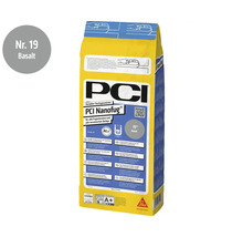 Mortier de jointoiement flexible PCI Nanofug coloris basalte, sac de 4 kilogrammes pour toutes largeurs de joint et revêtements céramiques.