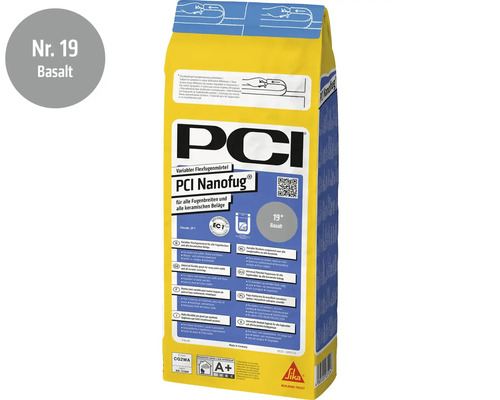 Mortier de jointoiement flexible PCI Nanofug coloris basalte, sac de 4 kilogrammes pour toutes largeurs de joint et revêtements céramiques.