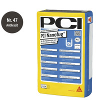 Mortier de jointoiement flexible PCI Nanofug anthracite en sac de 15 kilogrammes pour toutes largeurs de joint et revêtements céramiques.