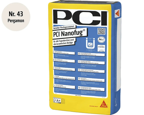 Mortier de jointoiement flexible PCI Nanofug Pergamon, sac de 15 kilogrammes pour tous les revêtements en céramique.