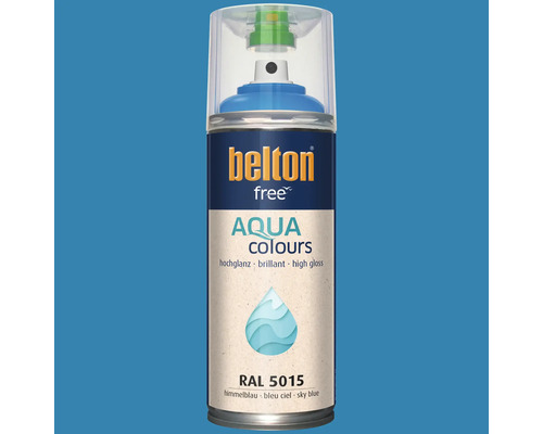 Peinture en aérosol Belton Free Aqua Colours bleu ciel RAL 5015 brillant 400 millilitres